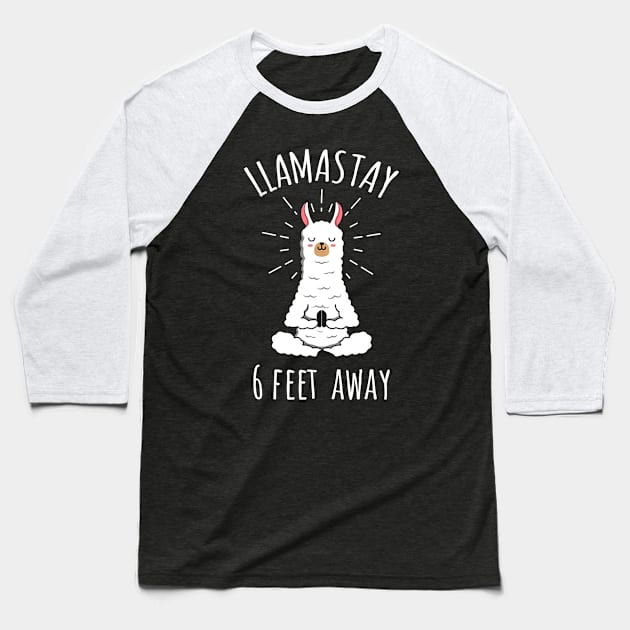 Llamastay 6 Feet Away Funny Llama Social Distancing Shirt Baseball T-Shirt by Alana Clothing